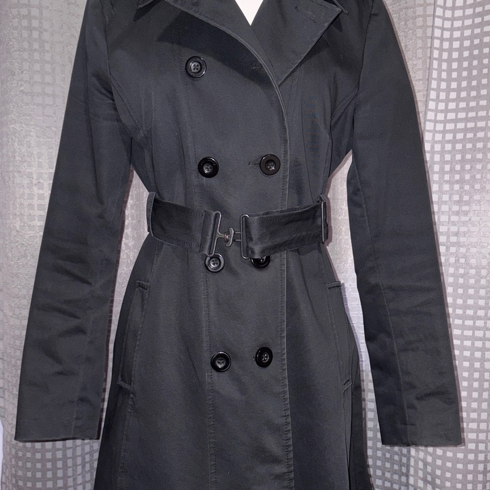 Mexx Black Double-Breasted Trench Coat